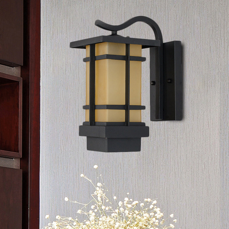 Metal Black Wall Light Sconce Crossing 1 Head Country Wall Mount Lamp with White/Yellow Glass Shade