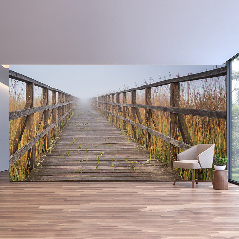 Decorative Wall Mural Wallpaper Wooden Bridge Sitting Room Wall Mural