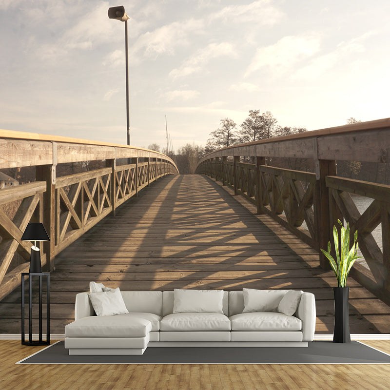 Decorative Wall Mural Wallpaper Wooden Bridge Sitting Room Wall Mural