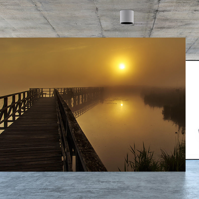 Decorative Wall Mural Wallpaper Wooden Bridge Sitting Room Wall Mural