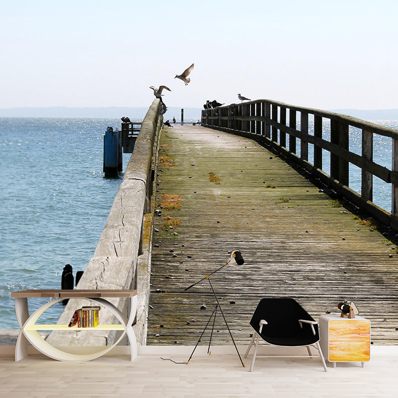 Decorative Wall Mural Wallpaper Wooden Bridge Sitting Room Wall Mural