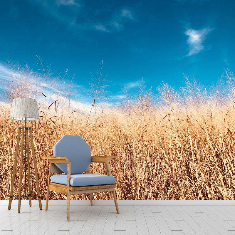 Wheat Field Resistant Mural Wallpaper Environment Friendly Sleeping Room Wall Mural