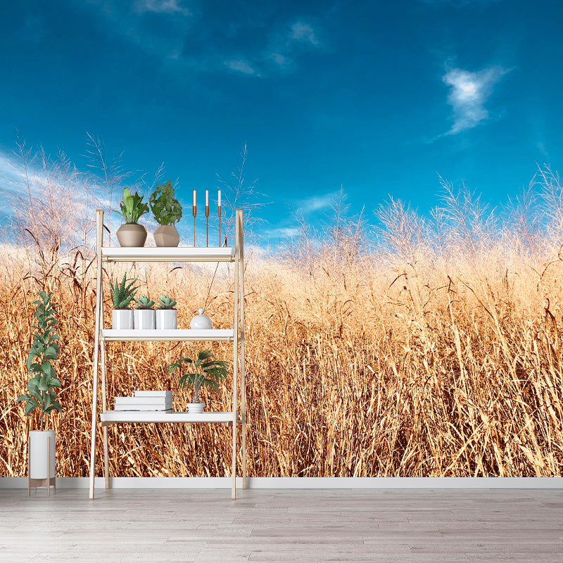 Wheat Field Resistant Mural Wallpaper Environment Friendly Sleeping Room Wall Mural
