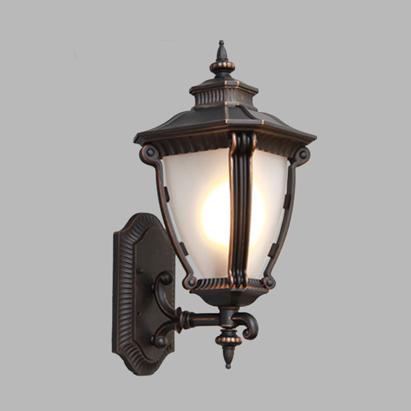 Bauernhaus Urne Schickleuchte 1-Kopf-Tansluzent-Glaswandlampe in Schwarz