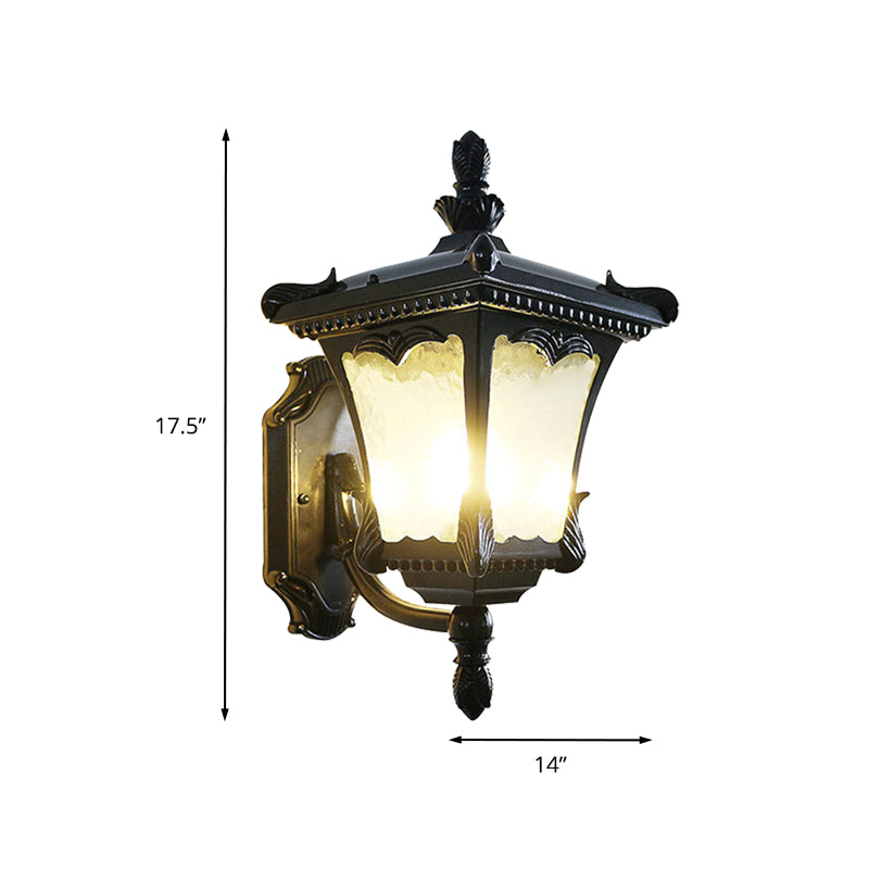 Lampada montata a parete nera in alluminio Quadrilateral a 1 luce della fattoria sconde con tonalità in vetro d'acqua