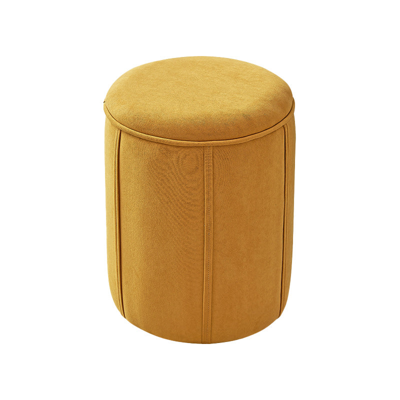 Orange Velvet Ottoman Modern Round Ottoman Stain Resistant Ottoman