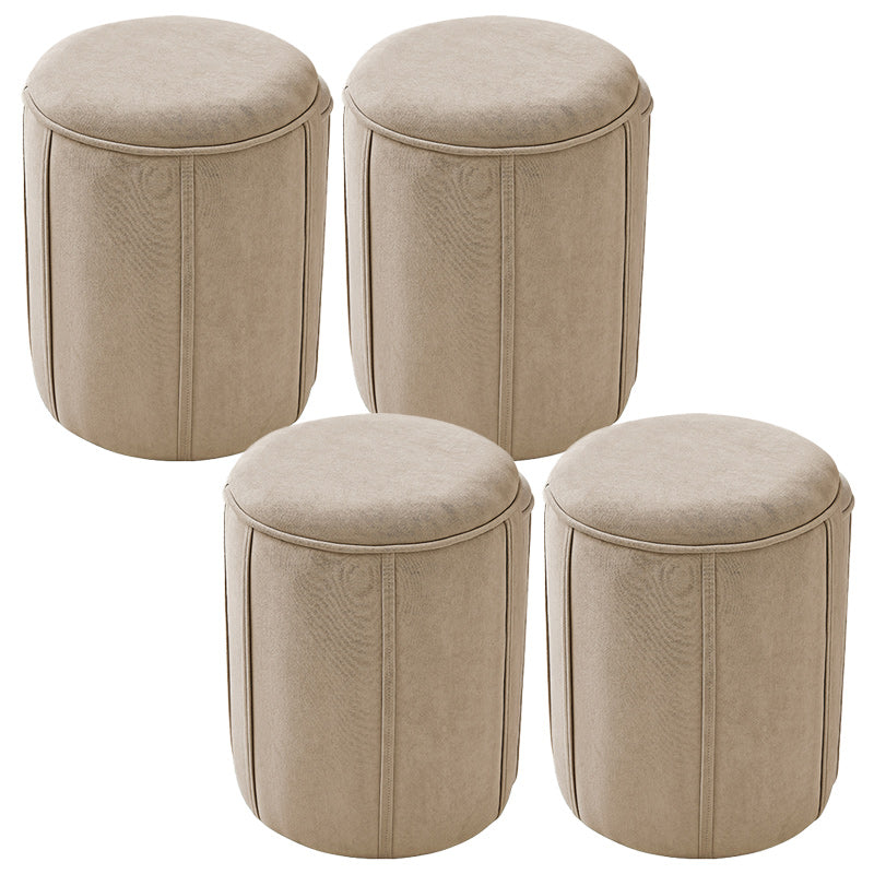 Orange Velvet Ottoman Modern Round Ottoman Stain Resistant Ottoman