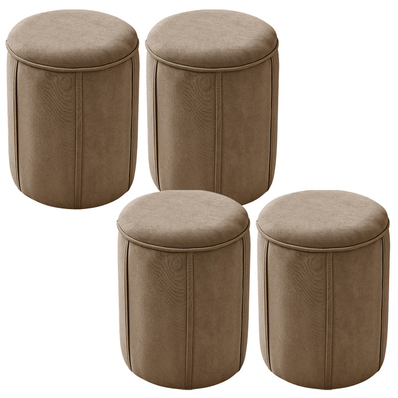 Orange Velvet Ottoman Modern Round Ottoman Stain Resistant Ottoman