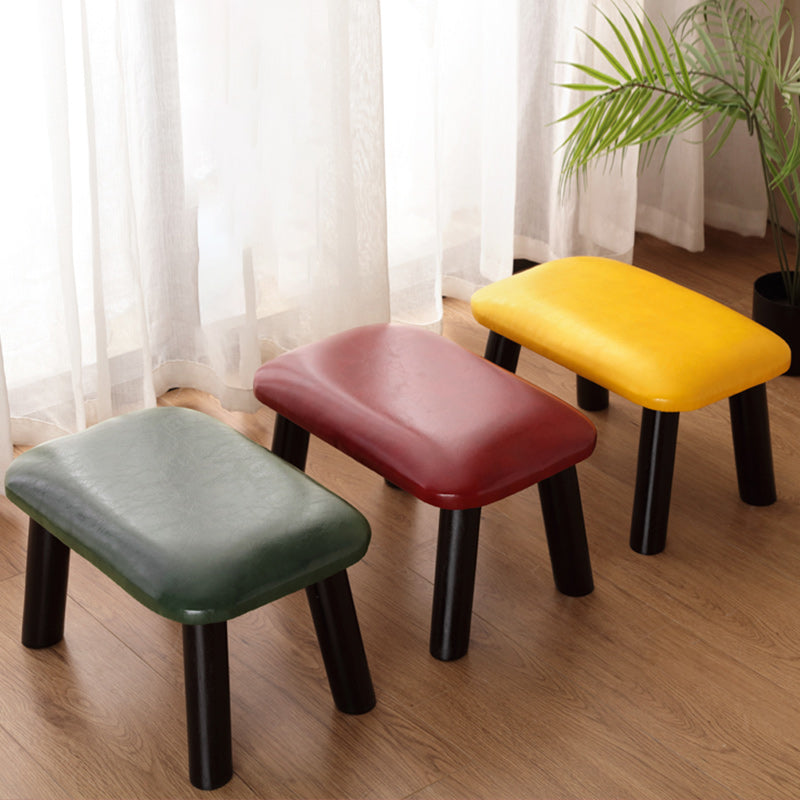 Faux Leather Ottoman Whole Colored Nailhead Trim Water Resistant Rectangle Pouf Ottoman