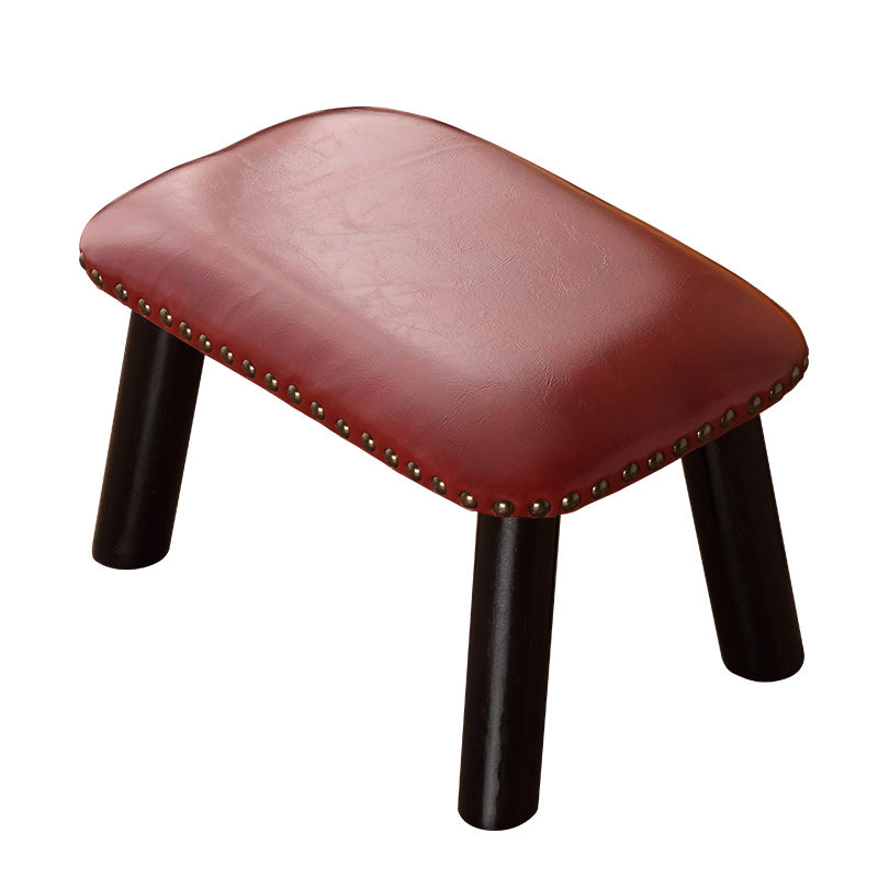 Faux Leather Ottoman Whole Colored Nailhead Trim Water Resistant Rectangle Pouf Ottoman