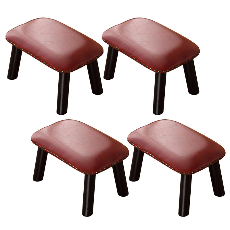 Faux Leather Ottoman Whole Colored Nailhead Trim Water Resistant Rectangle Pouf Ottoman