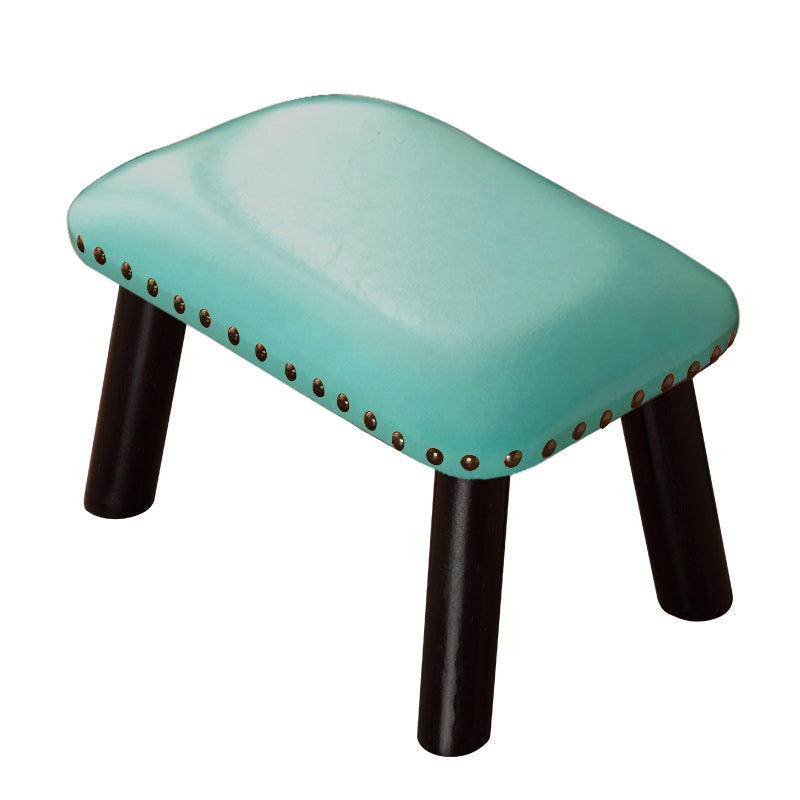 Faux Leather Ottoman Whole Colored Nailhead Trim Water Resistant Rectangle Pouf Ottoman