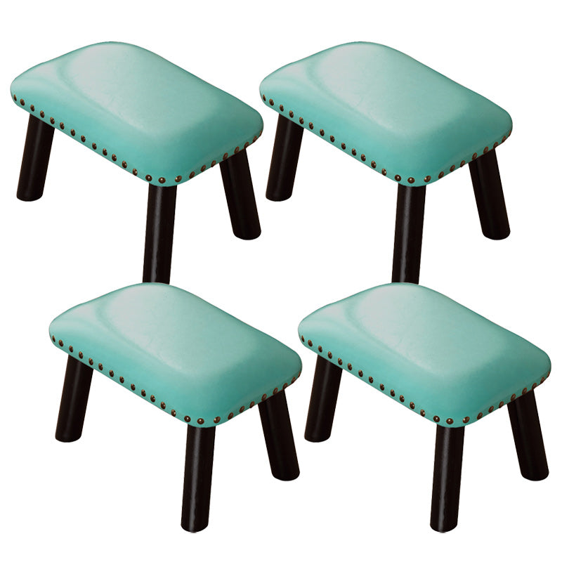 Faux Leather Ottoman Whole Colored Nailhead Trim Water Resistant Rectangle Pouf Ottoman