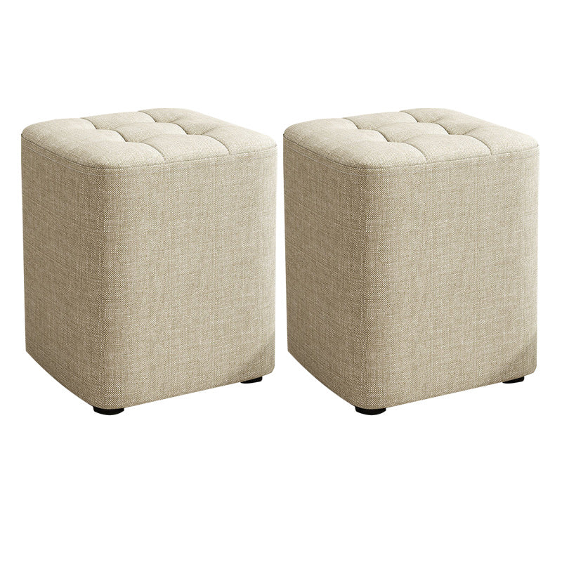 Square Pouf Ottoman Solid Color Tufted Fabric Fade Resistant Contemporary Pouf