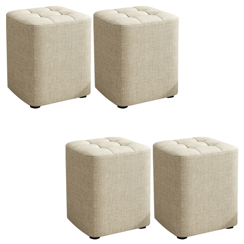 Square Pouf Ottoman Solid Color Tufted Fabric Fade Resistant Contemporary Pouf