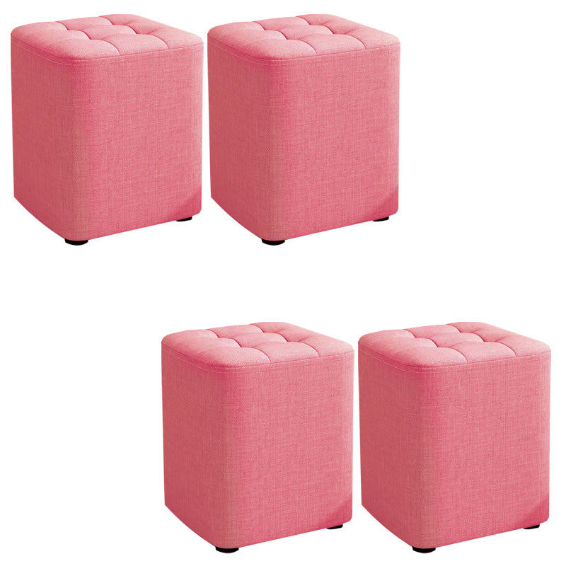 Square Pouf Ottoman Solid Color Tufted Fabric Fade Resistant Contemporary Pouf