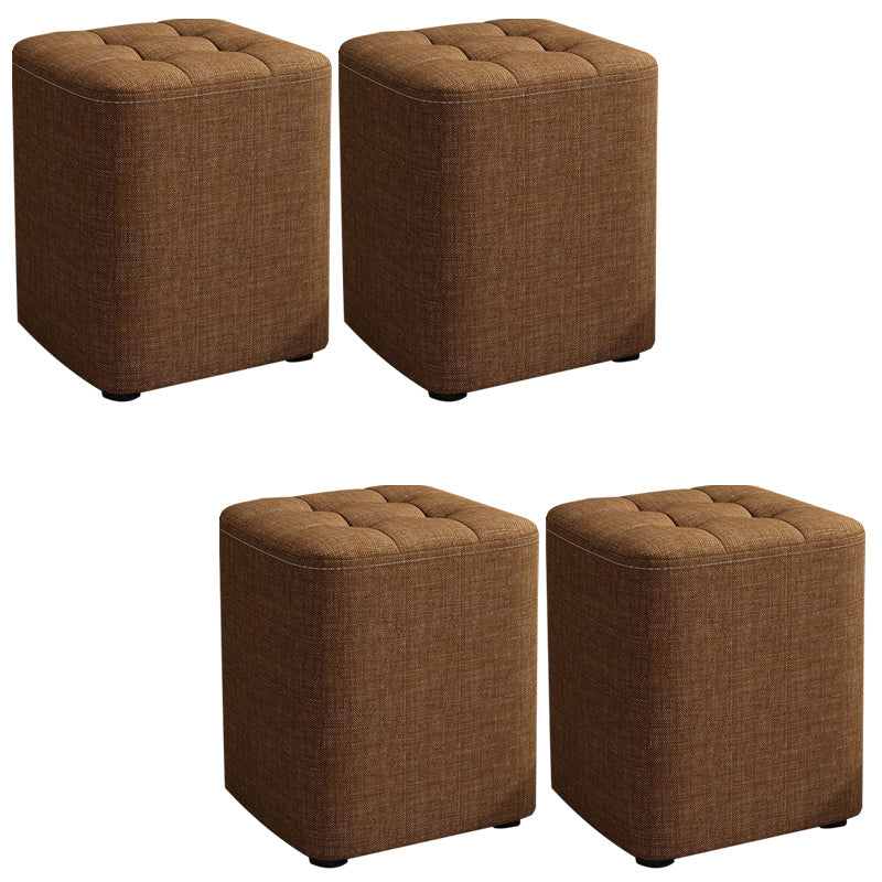 Square Pouf Ottoman Solid Color Tufted Fabric Fade Resistant Contemporary Pouf