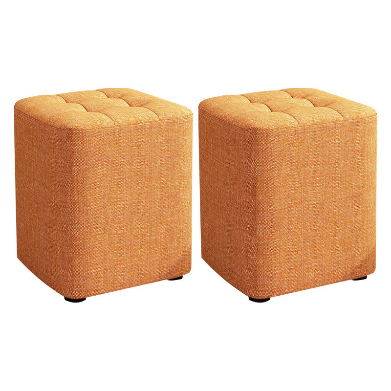 Square Pouf Ottoman Solid Color Tufted Fabric Fade Resistant Contemporary Pouf
