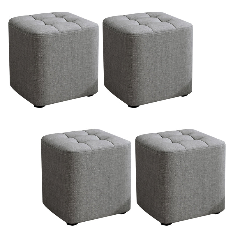 Square Pouf Ottoman Solid Color Tufted Fabric Fade Resistant Contemporary Pouf