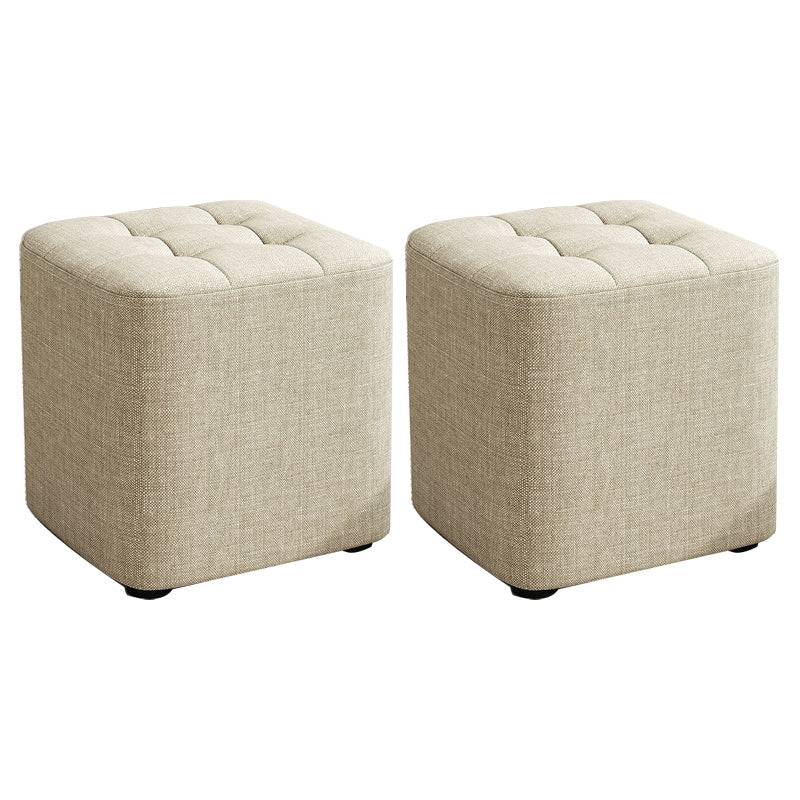Square Pouf Ottoman Solid Color Tufted Fabric Fade Resistant Contemporary Pouf