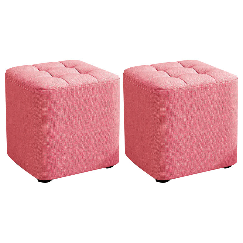 Square Pouf Ottoman Solid Color Tufted Fabric Fade Resistant Contemporary Pouf