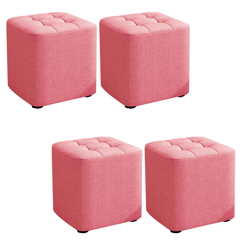 Square Pouf Ottoman Solid Color Tufted Fabric Fade Resistant Contemporary Pouf