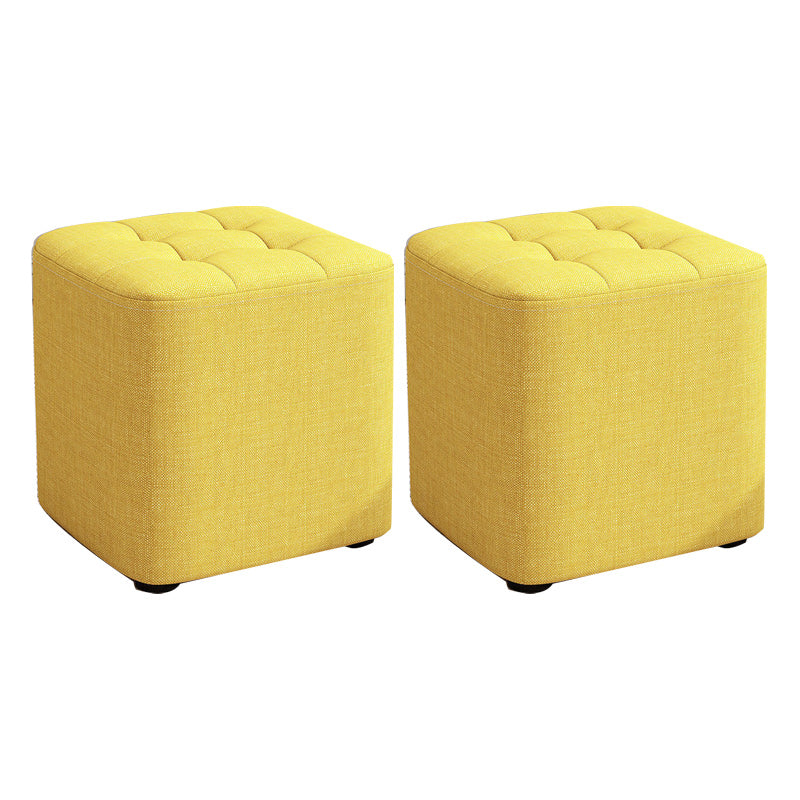 Square Pouf Ottoman Solid Color Tufted Fabric Fade Resistant Contemporary Pouf