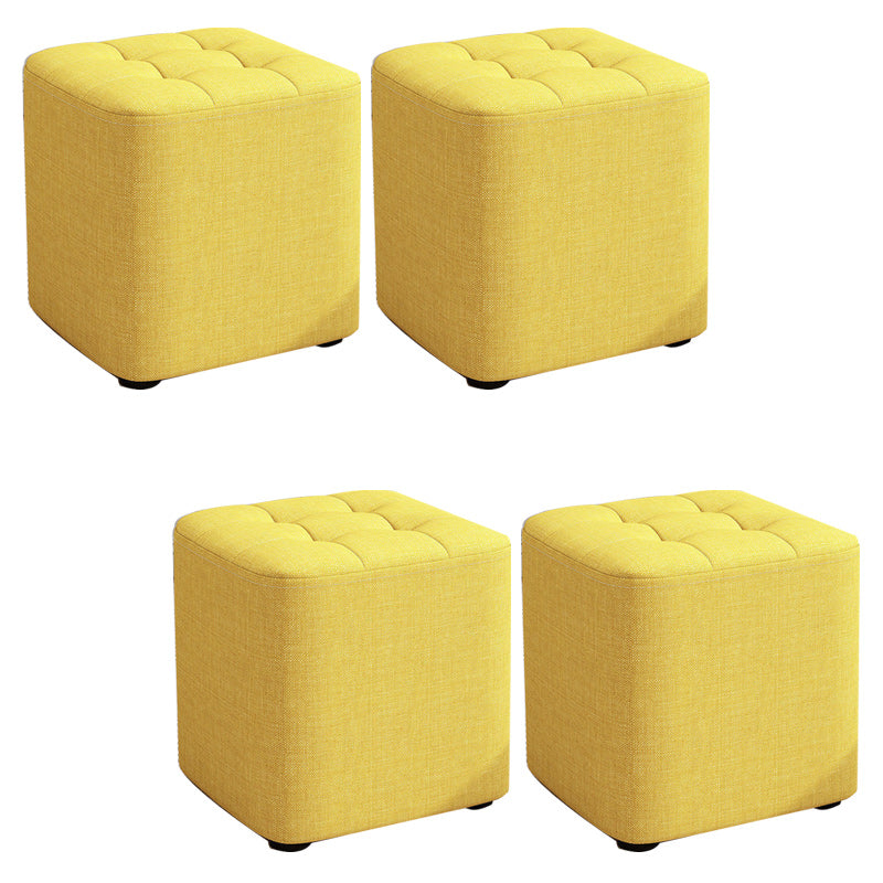 Square Pouf Ottoman Solid Color Tufted Fabric Fade Resistant Contemporary Pouf