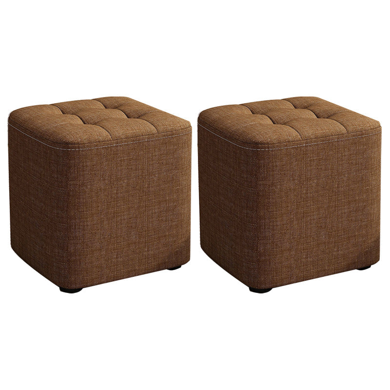 Square Pouf Ottoman Solid Color Tufted Fabric Fade Resistant Contemporary Pouf