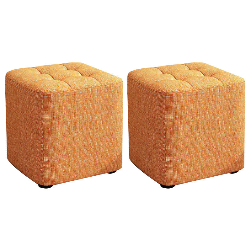Square Pouf Ottoman Solid Color Tufted Fabric Fade Resistant Contemporary Pouf