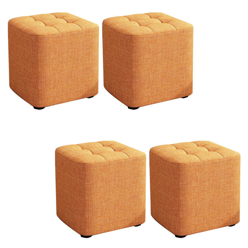 Square Pouf Ottoman Solid Color Tufted Fabric Fade Resistant Contemporary Pouf