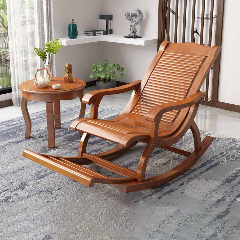 Traditional Solid Wood Rocking Chair Pure Color Recliner Chair