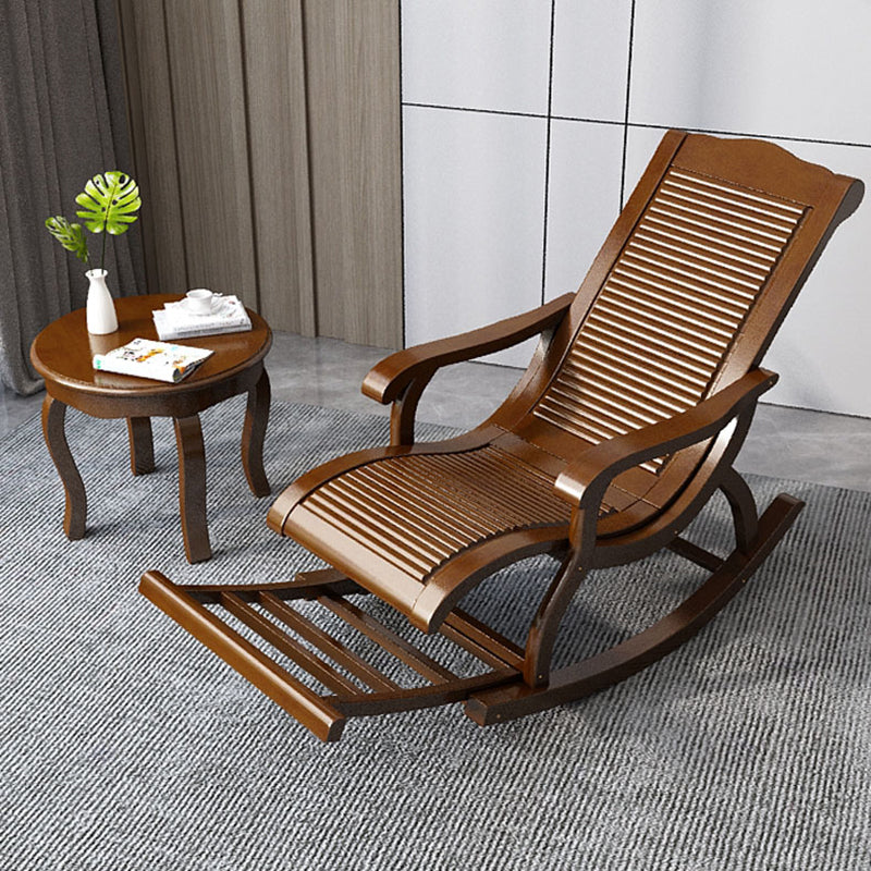 Traditional Solid Wood Rocking Chair Pure Color Recliner Chair