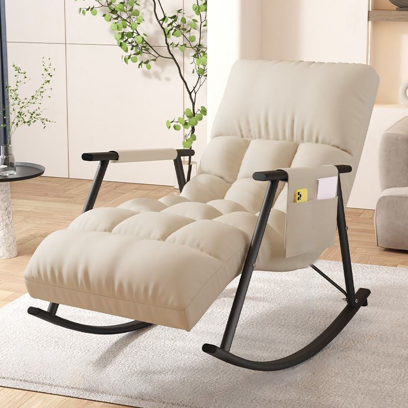 Classic Tufted Recliner Chair Pure Color Indoor Rocker Chair with Dark legs