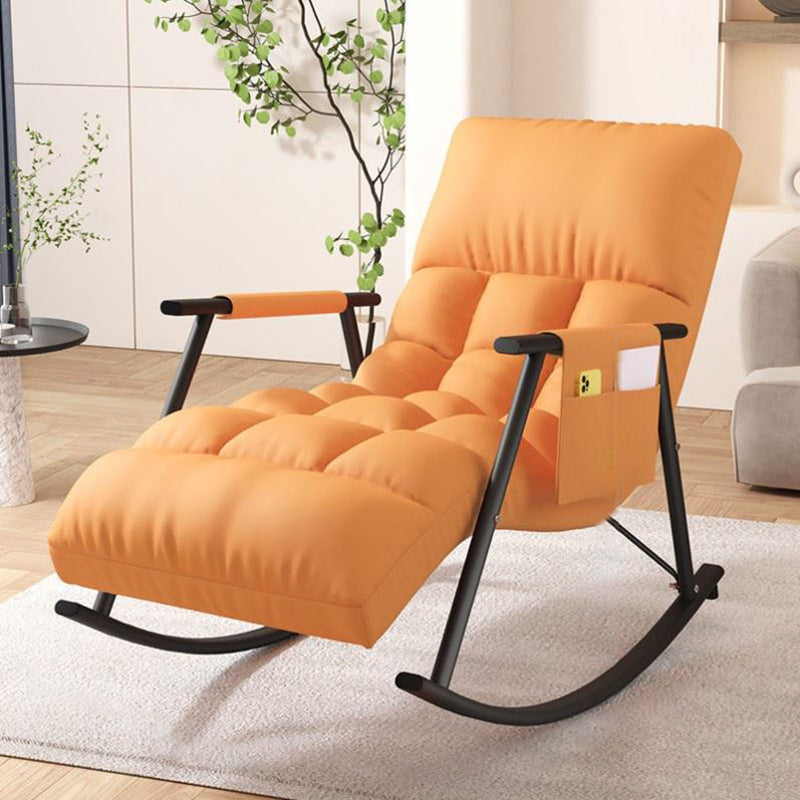 Classic Tufted Recliner Chair Pure Color Indoor Rocker Chair with Dark legs