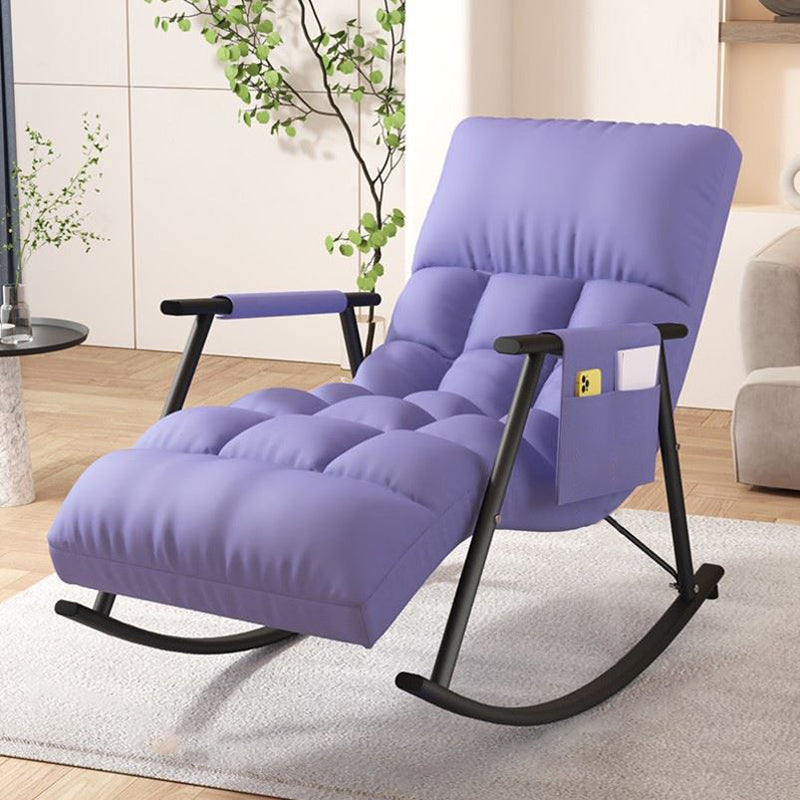 Classic Tufted Recliner Chair Pure Color Indoor Rocker Chair with Dark legs