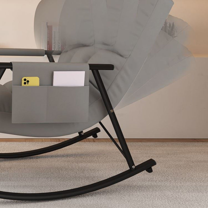 Classic Tufted Recliner Chair Pure Color Indoor Rocker Chair with Dark legs