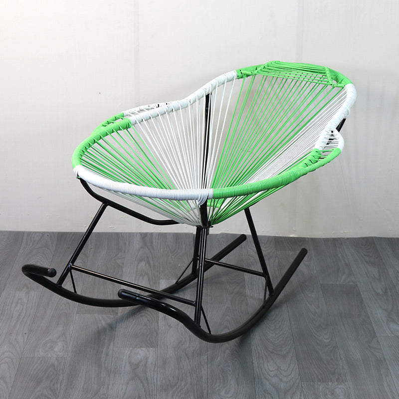 Modern Rocking Chair Wicker Woven Rope Weather-Resistant Rocker