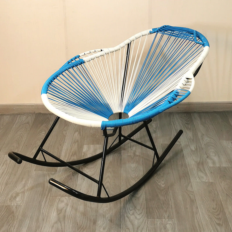 Modern Rocking Chair Wicker Woven Rope Weather-Resistant Rocker