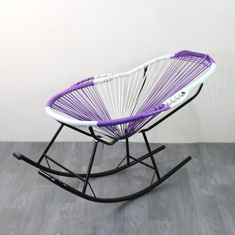 Modern Rocking Chair Wicker Woven Rope Weather-Resistant Rocker