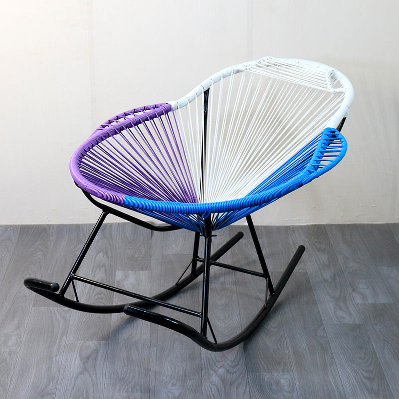 Modern Rocking Chair Wicker Woven Rope Weather-Resistant Rocker