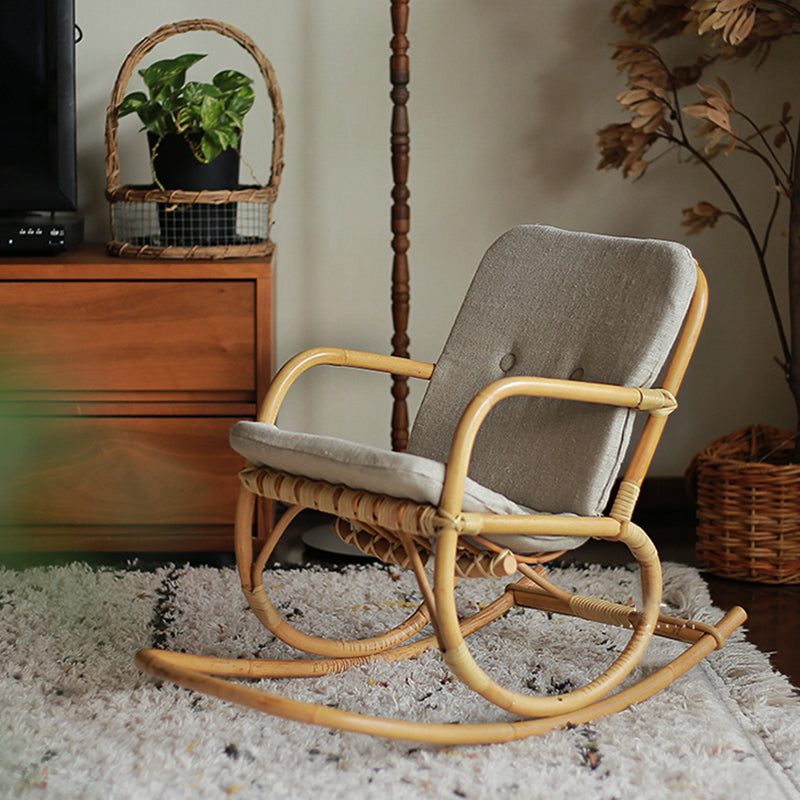 Modern Rocking Chair Wicker Removable Cushions Button-Tufted Rocker