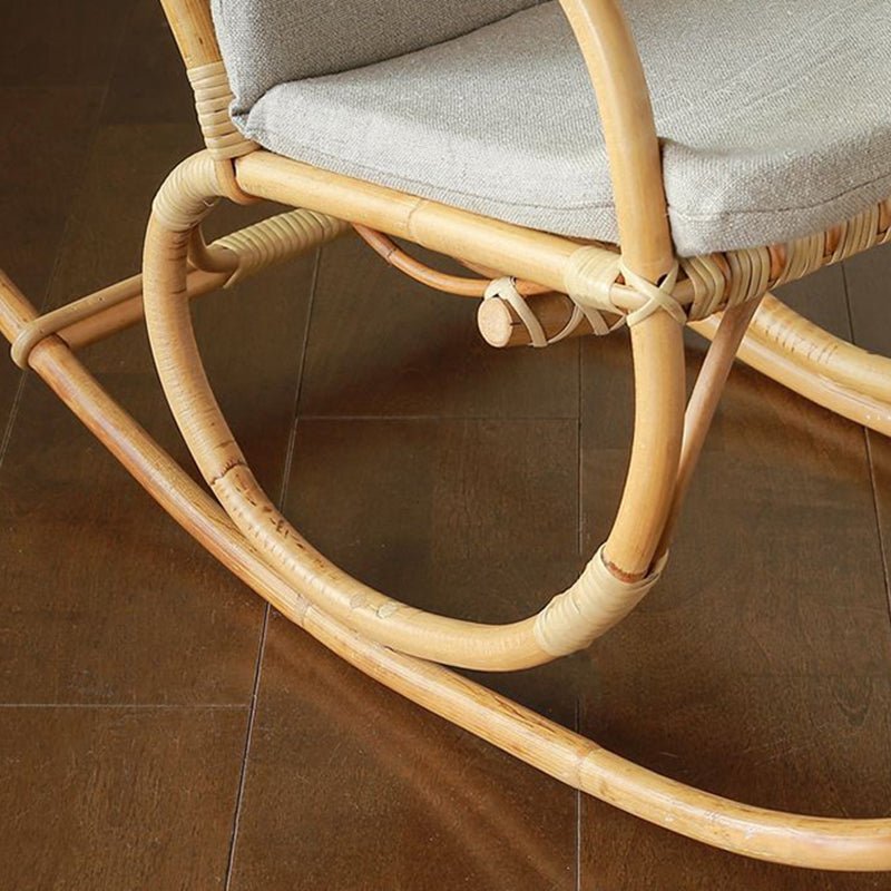 Modern Rocking Chair Wicker Removable Cushions Button-Tufted Rocker