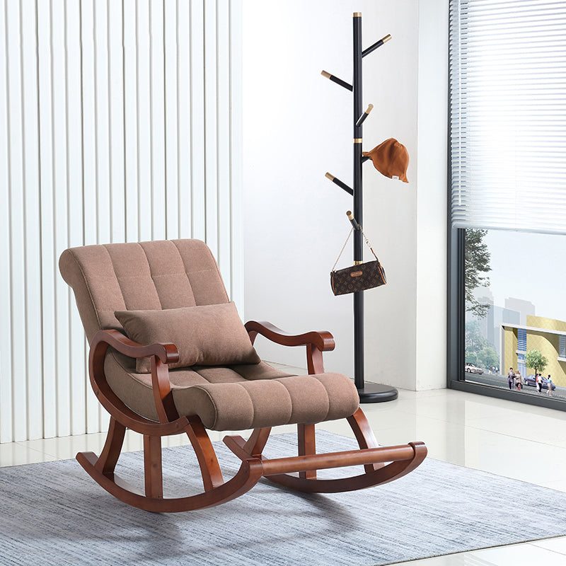 Modern Rocker Upholstered Button-Tufted with Gray Frame Rocking Chair(without Pillow)