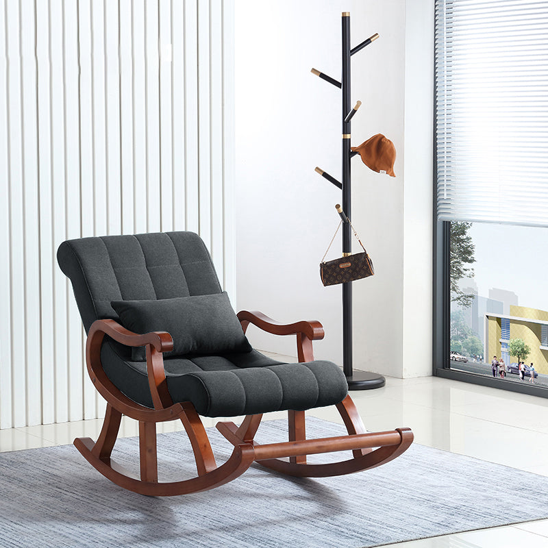 Modern Rocker Upholstered Button-Tufted with Gray Frame Rocking Chair(without Pillow)