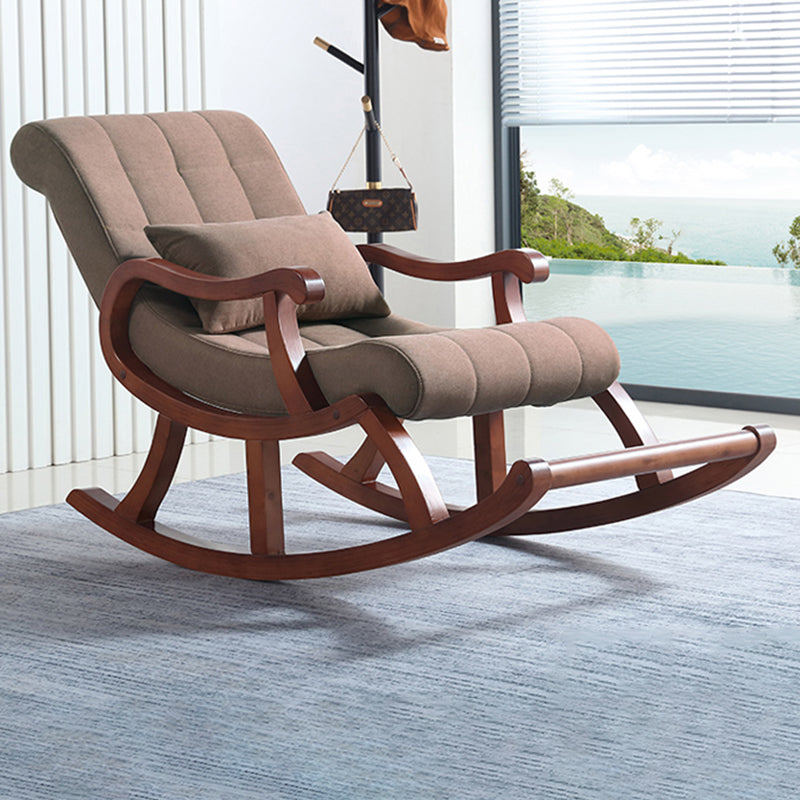 Modern Rocker Upholstered Button-Tufted with Gray Frame Rocking Chair(without Pillow)