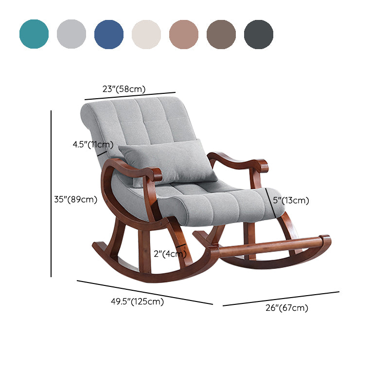 Modern Rocker Upholstered Button-Tufted with Gray Frame Rocking Chair(without Pillow)