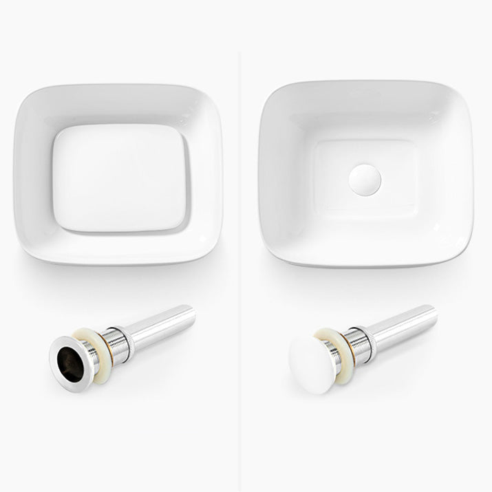 Modern Bathroom Sink Pop-Up Drain Porcelain Solid Color Sink (Faucet Not Included)