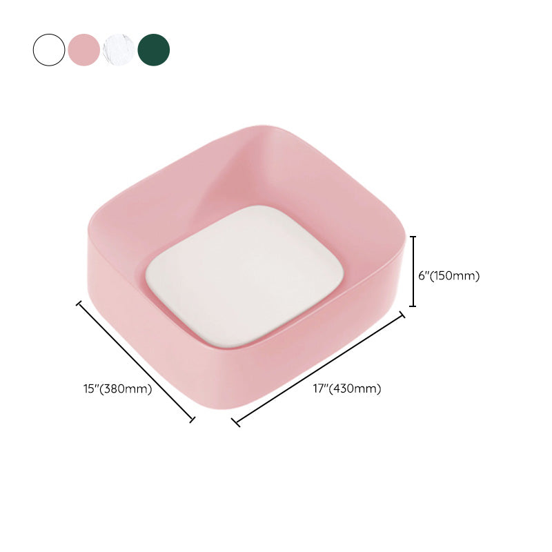 Modern Bathroom Sink Pop-Up Drain Porcelain Solid Color Sink (Faucet Not Included)