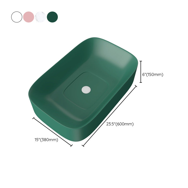 Modern Bathroom Sink Pop-Up Drain Porcelain Solid Color Sink (Faucet Not Included)